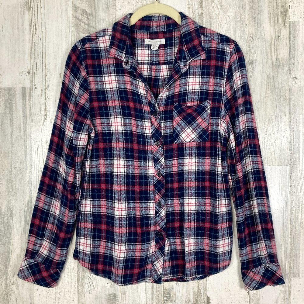 Beach Lunch Lounge Plaid Flannel Shirt Size M - Picture 2 of 8